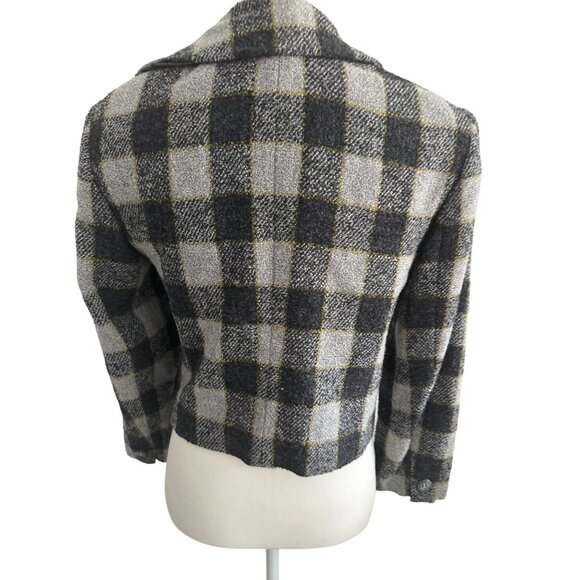 JONES NEW YORK Vintage Gray Plaid Wool Blend Jacket Blazer Size 8 - Picture 10 of 11